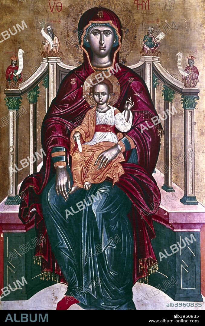 Virgin and Child icon, 1664. From the Byzantine Museum, Athens, Greece.