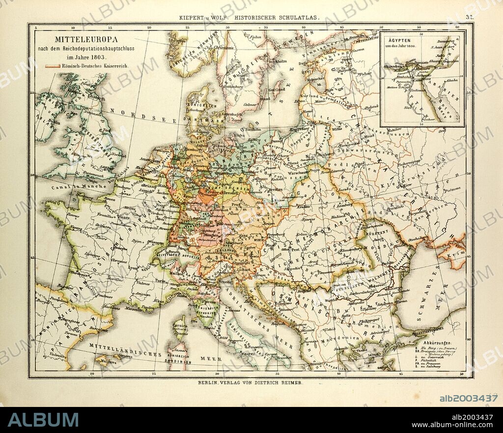 MAP OF CENTRAL EUROPE IN 1803.