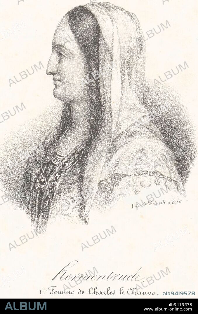 Portrait of Ermentrudis of Orleans, anonymous, veuve Delpech (Naudet), in or after 1818 - in or before 1842, print maker: anonymous, printer: veuve Delpech (Naudet), (mentioned on object), Paris, in or after 1818 - in or before 1842, paper, h 269 mm - w 175 mm.