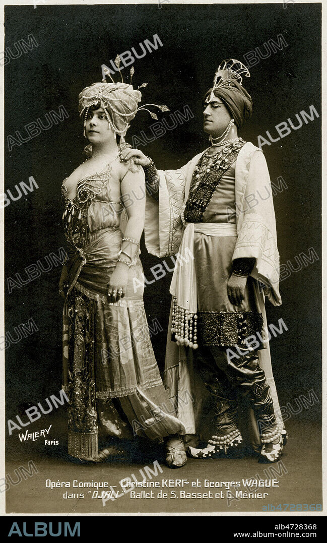 Christine KERF et Georges WAGUE (1874-1965), mime, dans 'Djali', ballet par Andre MESSAGER (1853-1929). Carte postale de 1904. Credit : Collection JEAN VIGNE / KHARBINE-TAPABOR.