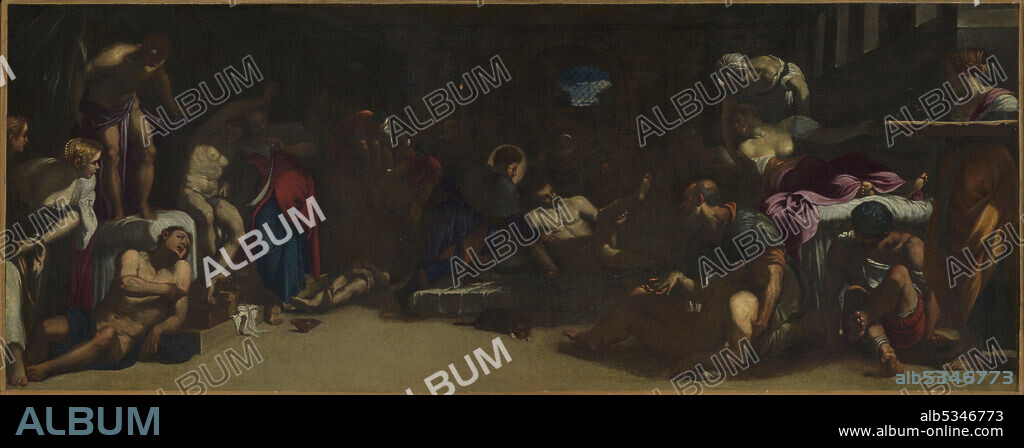 TINTORETTO. Saint Roch attending the Venice plague-victims in the Lazaretto.