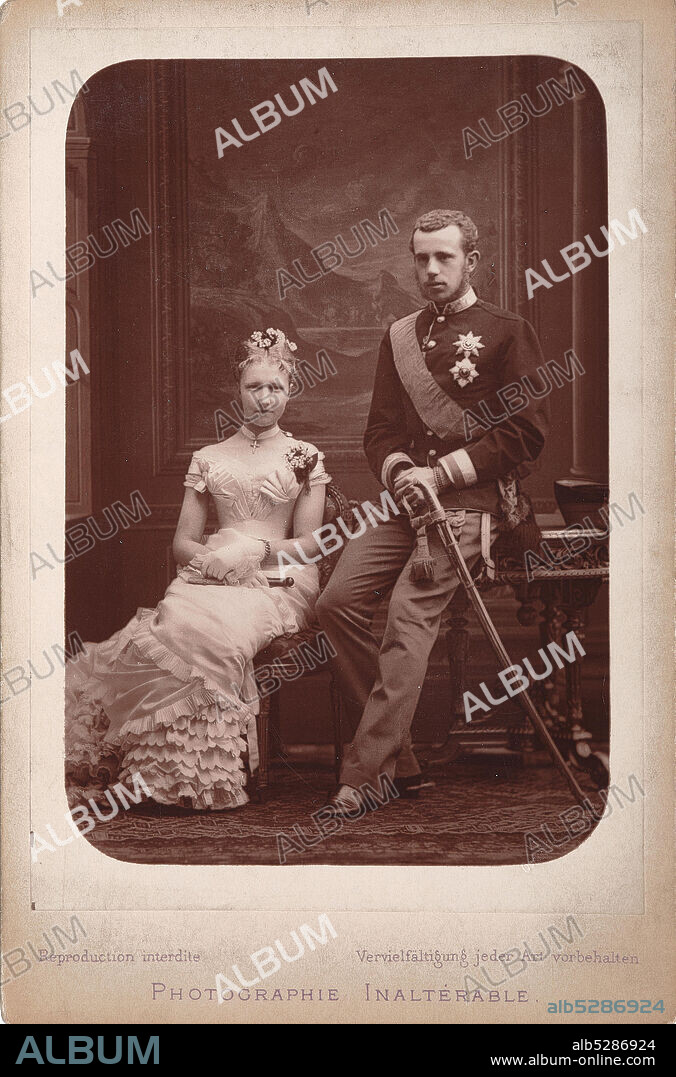 BRUSSELS PHOTO STUDIO GERUZET FRèRES. Crown Prince Rudolf with Princess Stephanie of Belgium on the occasion of their engagement in the Castle of Laeken on 7 March 18.