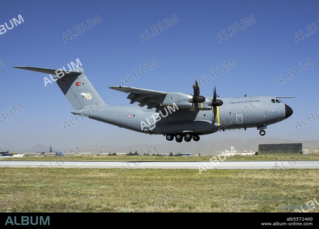 The first operational Turkish Air Force A400M, nicknamed Koca Yusuf, landing at Konya during the international Exercise Anatolian Eagle 2014-2 in Konya, Turkey.