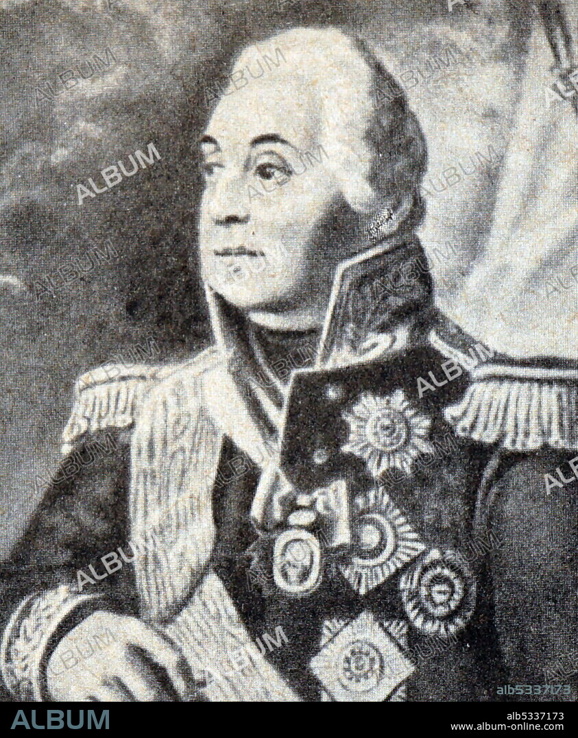 Prince Mikhail Golenishchev-Kutuzov (1745 - 1813) Field Marshal of the Russian Empire. He served as one of the finest military officers and diplomats of Russia under the reign of three Romanov Tsars: Catherine II, Paul I and Alexander I.