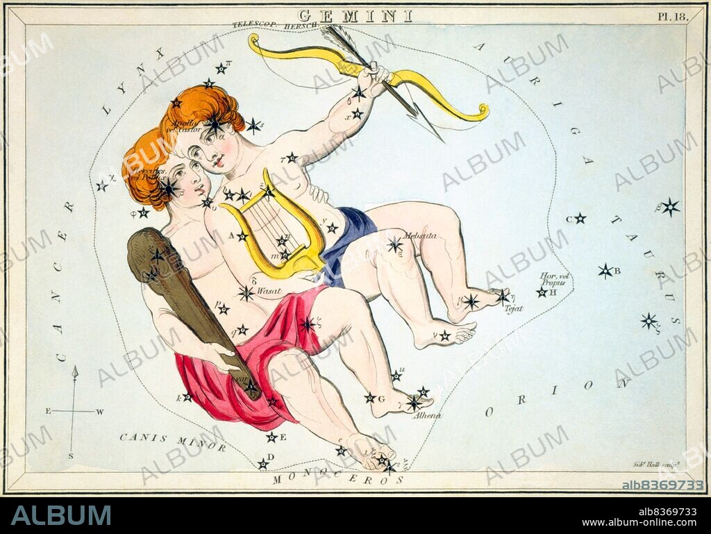 <i>Urania's Mirror; or, a view of the Heavens</i> is a set of 32 astronomical star chart cards, first published in November 1824. They had illustrations based on Alexander Jamieson's <i>A Celestial Atlas</i>, but the addition of holes punched in them allowed them to be held up to a light to see a depiction of the constellation's stars. They were engraved by Sidney Hall, and were said to be designed by 'a lady', but have since been identified as the work of the Reverend Richard Rouse Bloxam, an assistant master at Rugby School.<br/><br/>. The cover of the box-set showed a depiction of Urania, the muse of astronomy, and came with a book entitled <i>A Familiar Treatise on Astronomy...</i> written as an accompaniment.