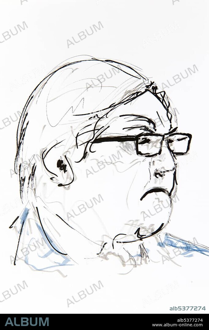 Frank Walter Steinmeier, SPD, Social Democratic Party of Germany, portrait, drawing, artist Gerhard Kraus, Kriftel, Germany, Europe.