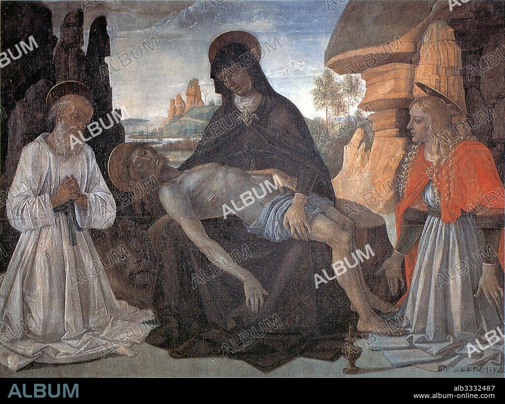PERUGINO. Pietà with Saint Jerome, and Saint Mary Magdalene.