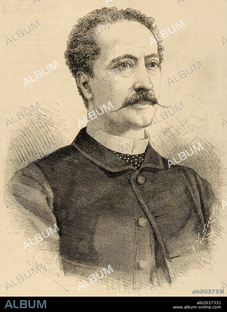 ARTURO CARRETERO Y SÁNCHEZ. MANUEL CATALINA Y RODRIGUEZ (1820-1886). Escritor y actor dramático español. Grabado por A. Carretero. "La Ilustración Española y Americana", año 1886.