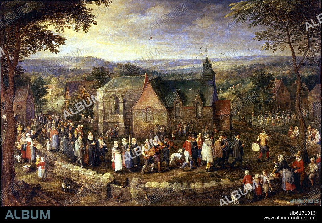 JAN BRUEGHEL DE VELOURS-BRUEGHEL EL. Flemish school. Country-style Wedding. Mariage champêtre. 1617. Oil on canvas (84 x 126) . Madrid, Prado museum.