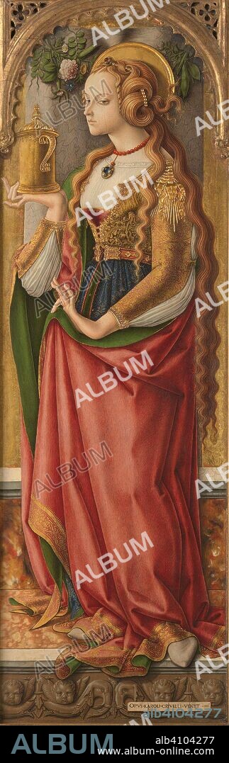 CARLO CRIVELLI. Mary Magdalene. Dating: c. 1480. Place: Ascoli Piceno. Measurements: h 152 cm × w 49 cm.