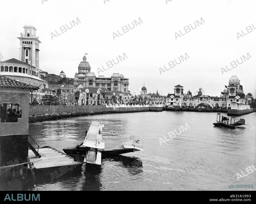 Rio de Janeiro, Brazil:  1922. Curtis seaplanes make daily flights with passengers to the Brazilian Centennial Exposition.