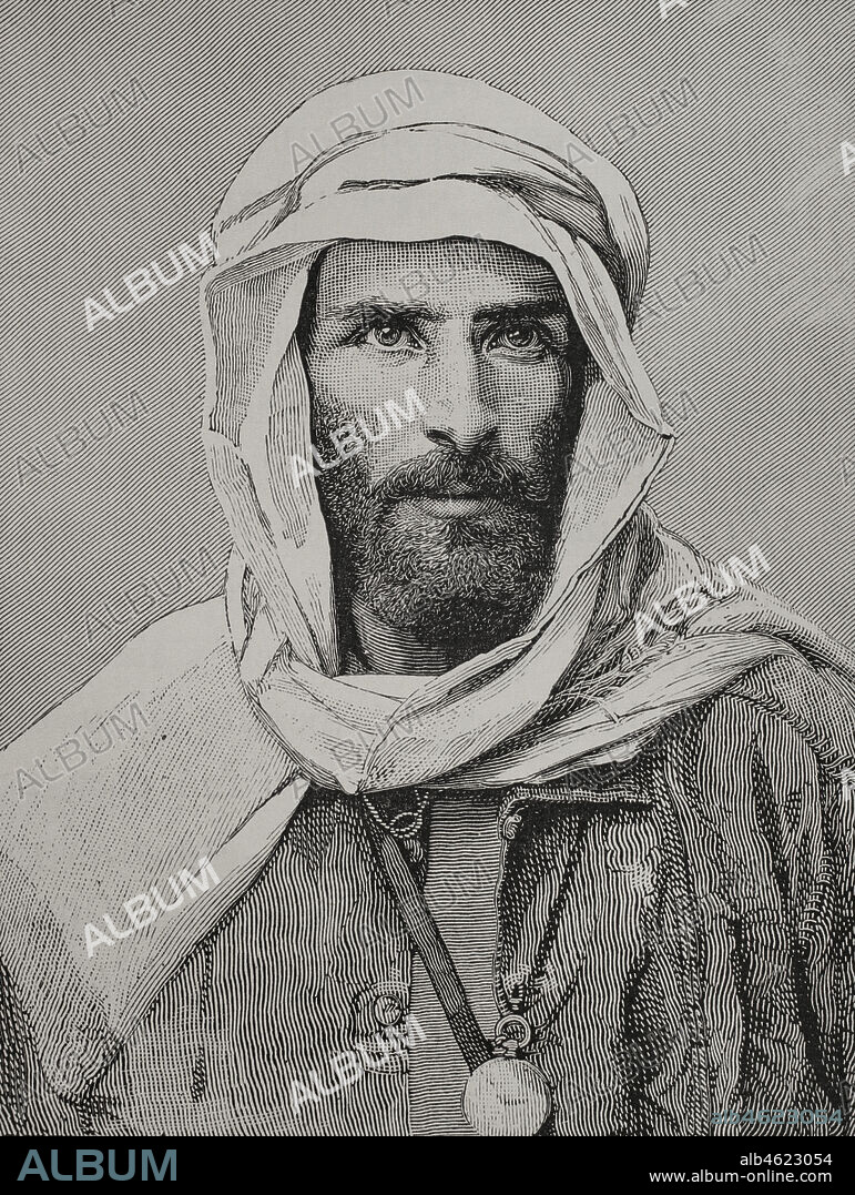 Pierre-Paul Savorgnan de Brazza (1852-1905). Explorador y navegante francés de origen italiano. Grabado. El Congo y la Creación del Estado Independiente de este nombre. Historia de los Trabajos y Exploraciones Verificados, por Enrique M. Stanley. Editada en Barcelona, hacia 1890. España.