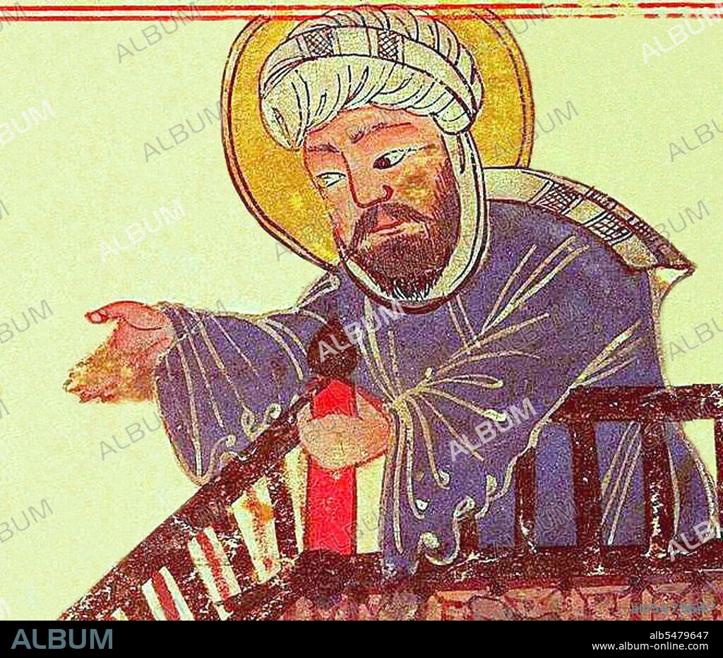 The Prophet Muhammad preaching his final sermon to his earliest converts, on Mount Ararat near Mecca; taken from a medieval-era manuscript of the astronomical treatise 'The Remaining Signs of Past Centuries' by the Persian scholar al-Biruni; currently housed in the collection of Edinburgh University Library, Scotland. Representations of the Prophet Muhammad are controversial, and generally forbidden in Sunni Islam (especially Hanafiyya, Wahabi, Salafiyya). Shia Islam and some other branches of Sunni Islam (Hanbali, Maliki, Shafi'i) are generally more tolerant of such representational images, but even so the Prophet's features are generally veiled or concealed by flames as a mark of deep respect.