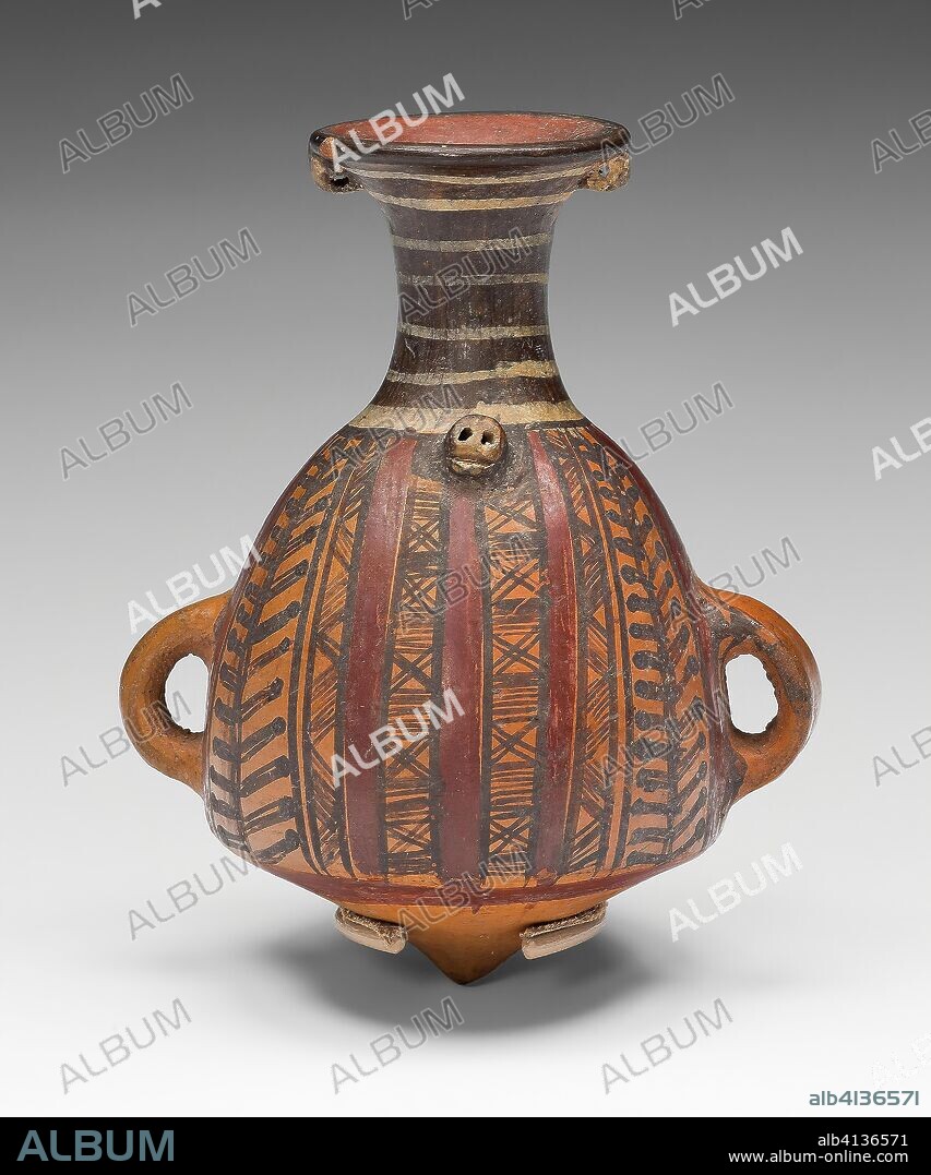 Miniature Ceremonial Vessel (Aryballos). Inca; South coast or southern highlands, Peru. Date: 1450-1532. Dimensions: 11.6 × 9.5 cm (4 9/16 × 3 3/4 in.). Ceramic and pigment. Origin: Peru.