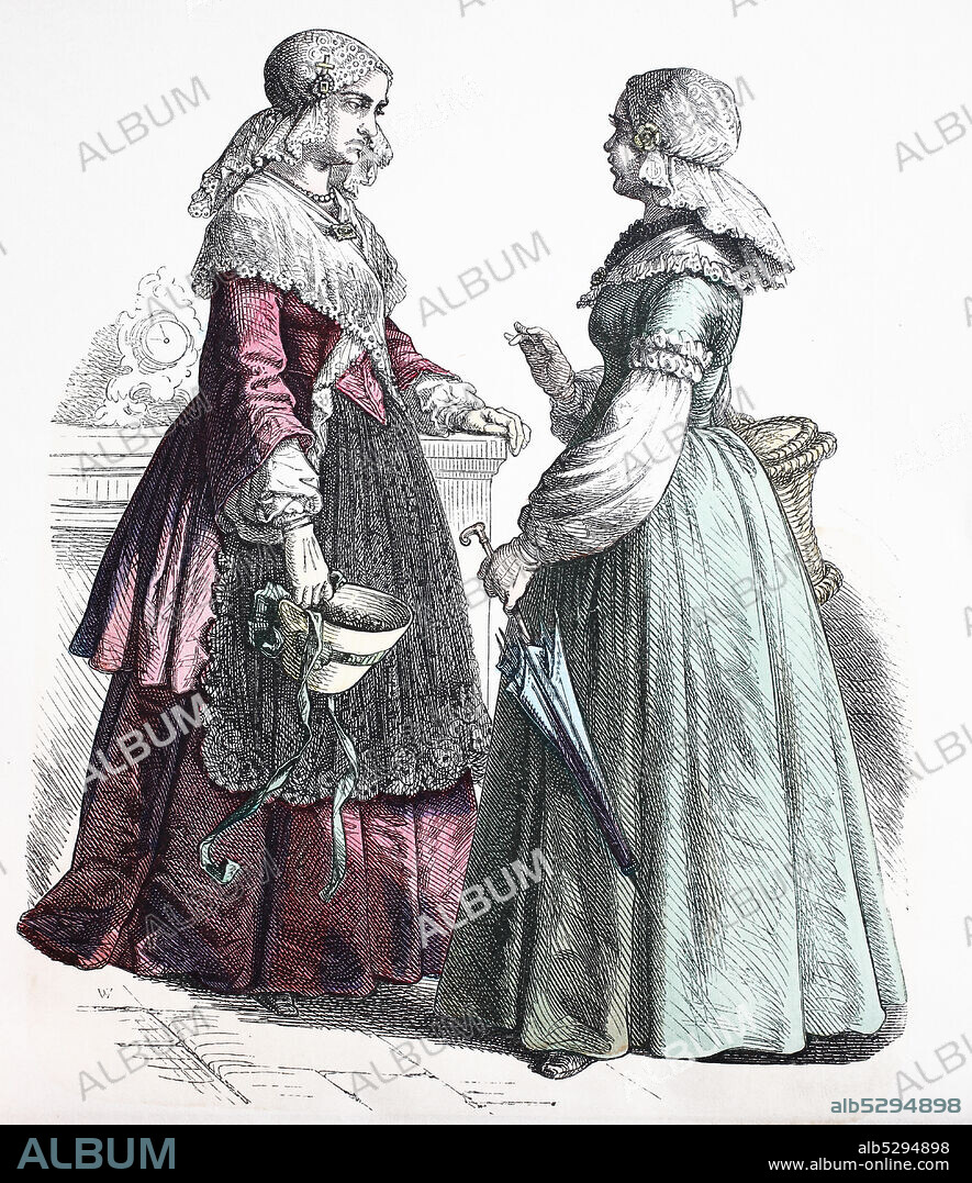 National costume, clothes, history of the costumes, national costume from Holland, Friesland, in 1850, Volkstracht, Kleidung, Geschichte der Kostüme, Tracht aus Holland, 1850.