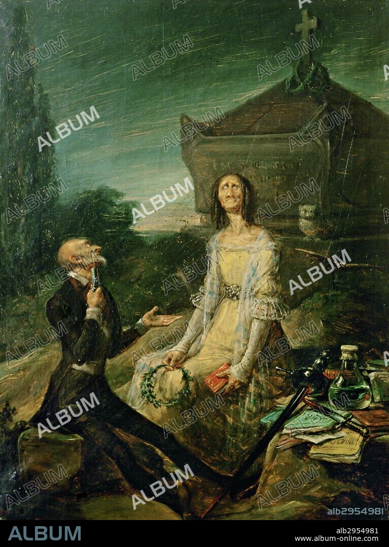 LEONARDO ALENZA Y NIETO. Sátira del suicidio romántico.