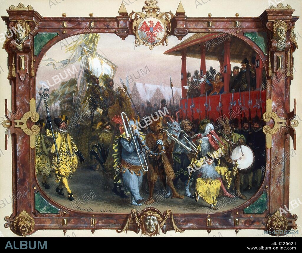 ADOLPH VON MENZEL. 'Festive Procession and Tournament in Berlin in 1592 under the Leadership of Johann Georg of Branderburg'. Album "The Magic of the White Rose". Germany, 1854. Dimensions: 44,5x56,9 cm.