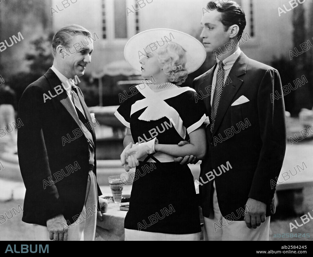 FRANCHOT TONE, JEAN HARLOW and LEE TRACY in BOMBSHELL, 1933, directed by VICTOR FLEMING. Copyright M.G.M.