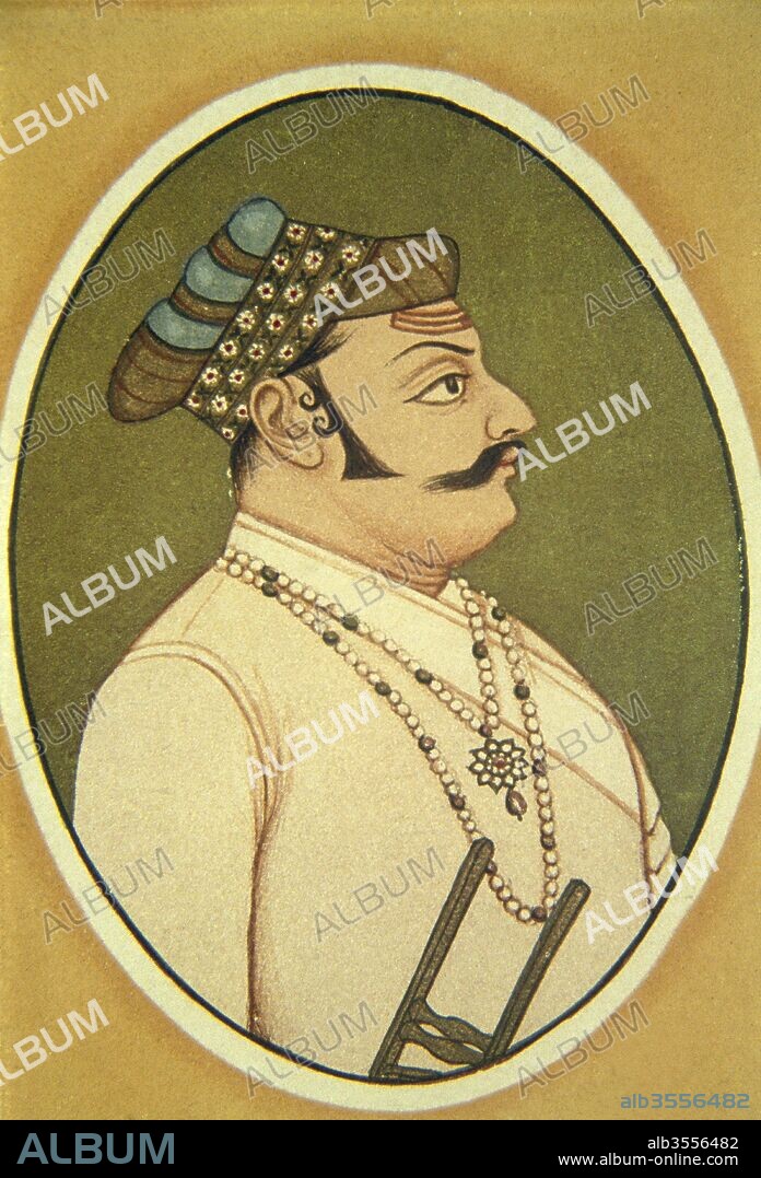 Portrait of maharaja udai singh, udaipur, rajasthan, india.
