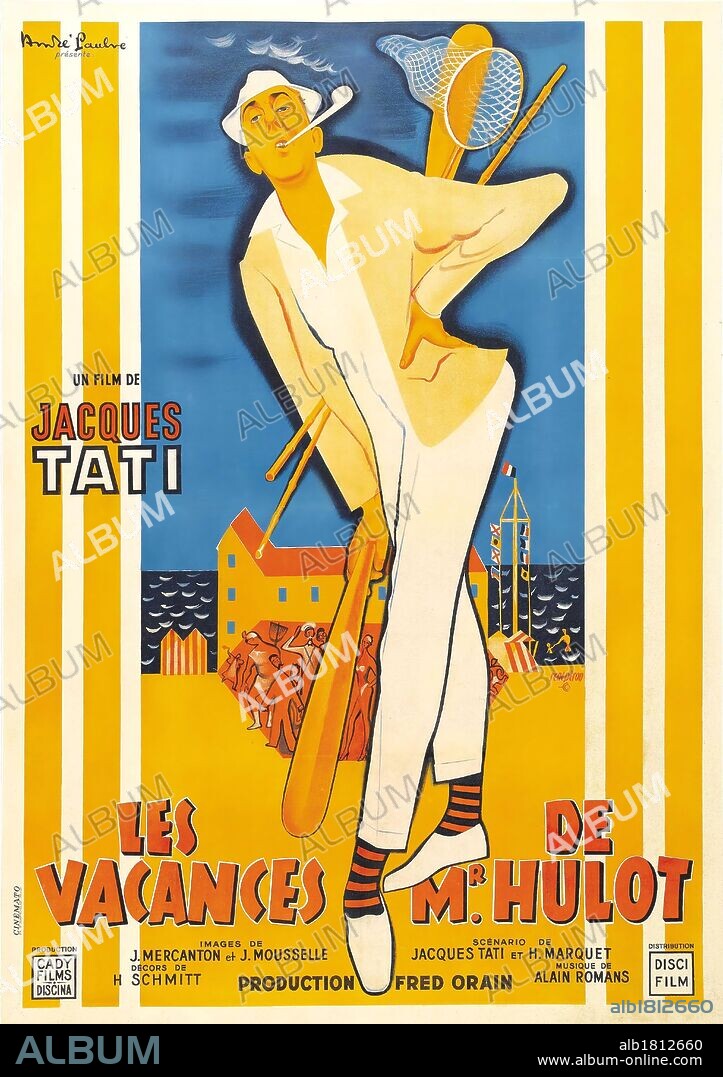 Poster of MR. HULOT'S HOLIDAY, 1953 (LES VACANCES DE MONSIEUR HULOT), directed by JACQUES TATI. Copyright CADY/DISCINA.
