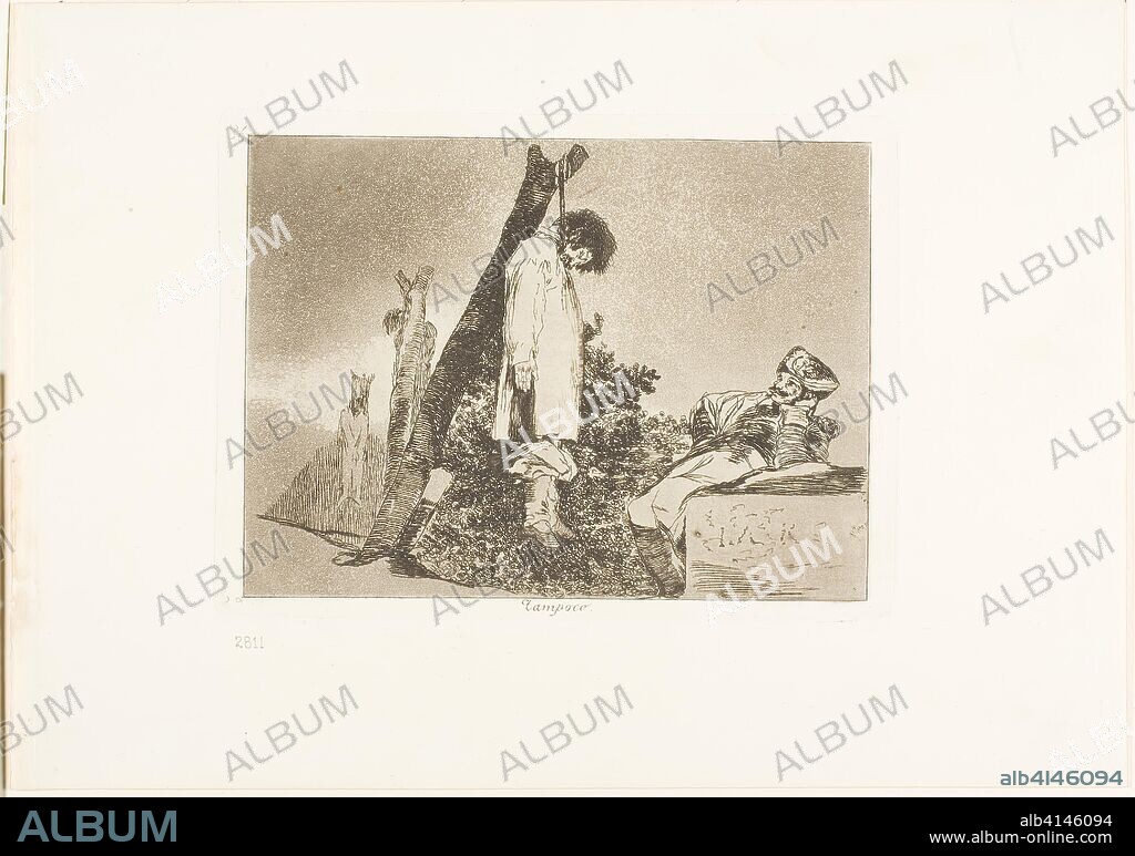 FRANCISCO DE GOYA. Not in this case, plate 36 from The Disasters of War. Francisco José de Goya y Lucientes; Spanish, 1746-1828. Date: 1812-1815. Dimensions: 140 x 190 mm (image); 155 x 207 mm (plate); 240 x 340 mm (sheet). Etching, burnished aquatint, drypoint, burin and burnishing on ivory wove paper with gilt edges. Origin: Spain.