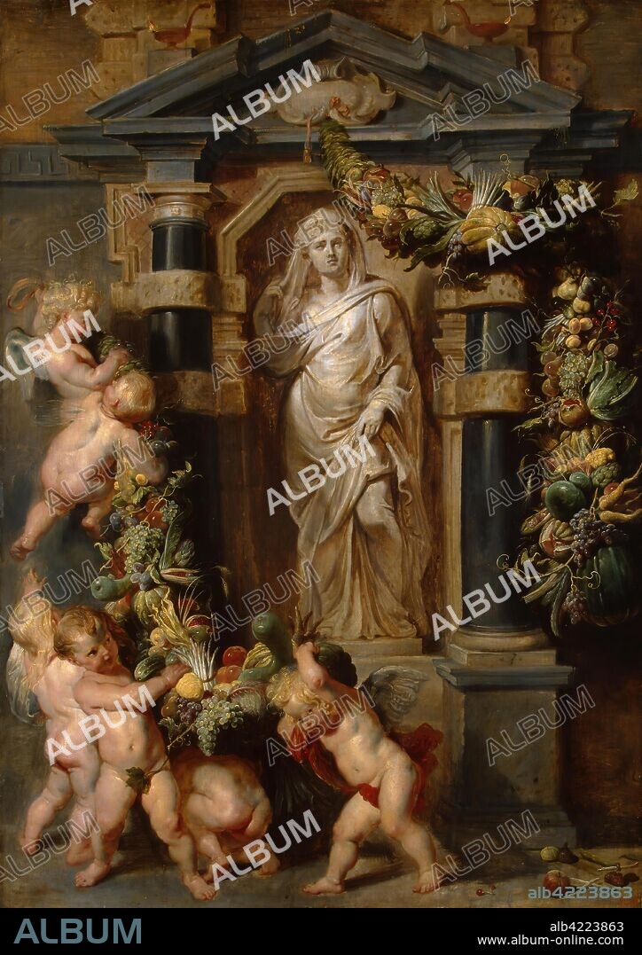 FRANS SNYDERS. 'Statue of Ceres'. Flanders, Circa 1615. Dimensions: 90,5x65,5 cm.