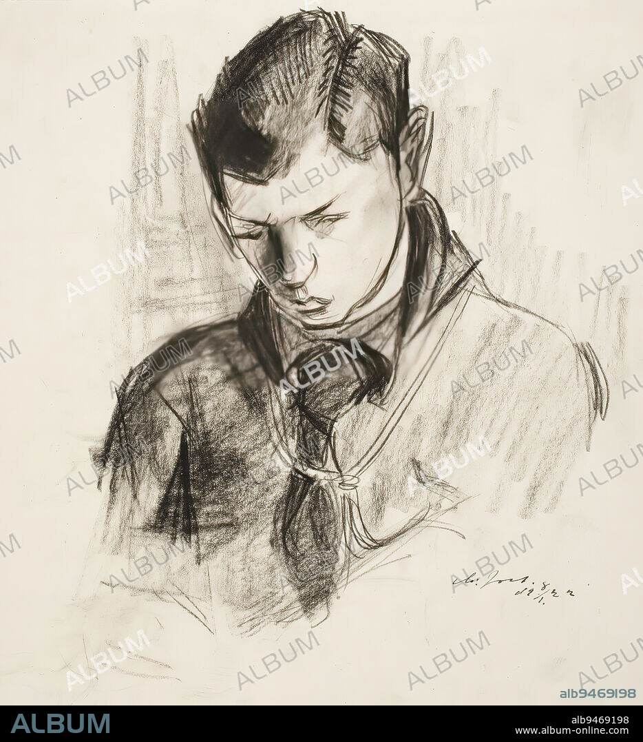 Henry Ericsson, 6.2.1898, Mikkeli, 16.10.1933, Porvoo, Photo of a boy, 1922, 25.4 × 22.5 cm, black chalk.