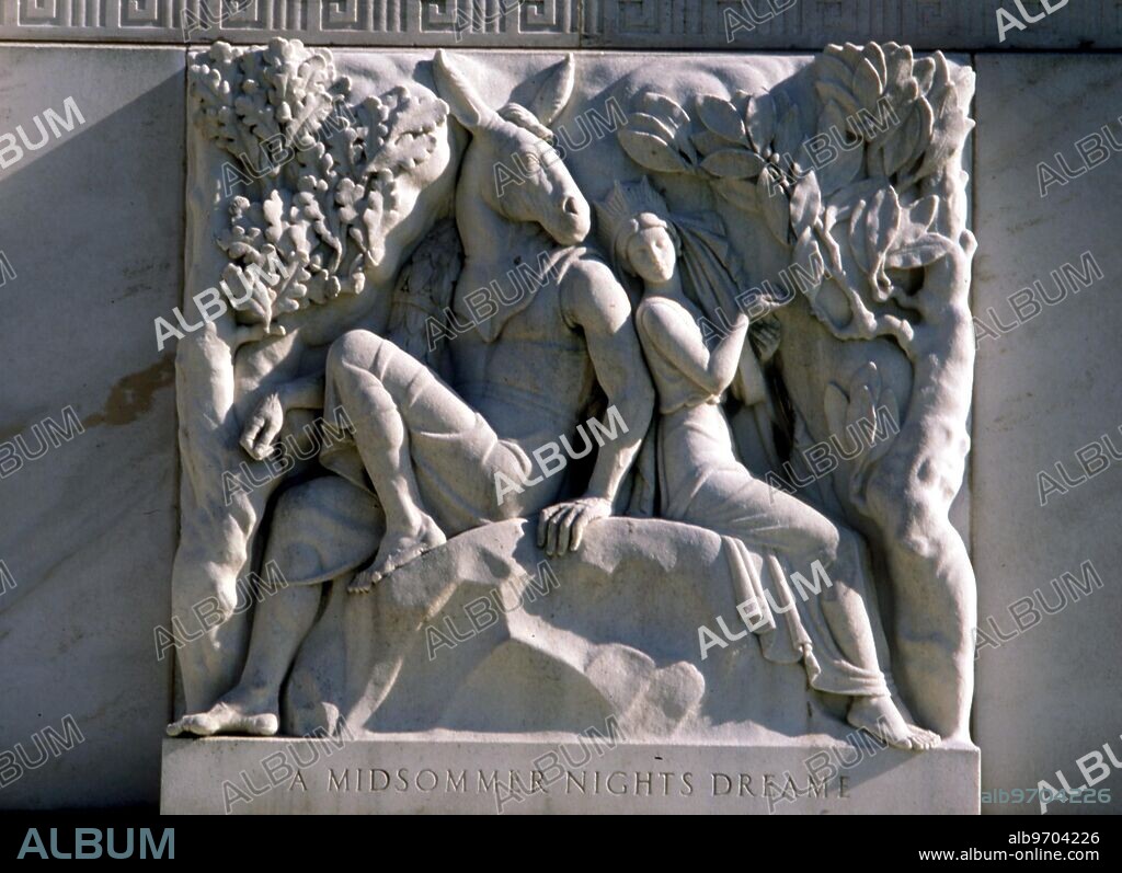 Fairies - Titania - sculpted relief from the Folger Shakespeare Library, Washington DC - scene from A Midsummer Night's Dream - Sculptor John Gregory 1932 ( A Midsommer Nights Dreame ).