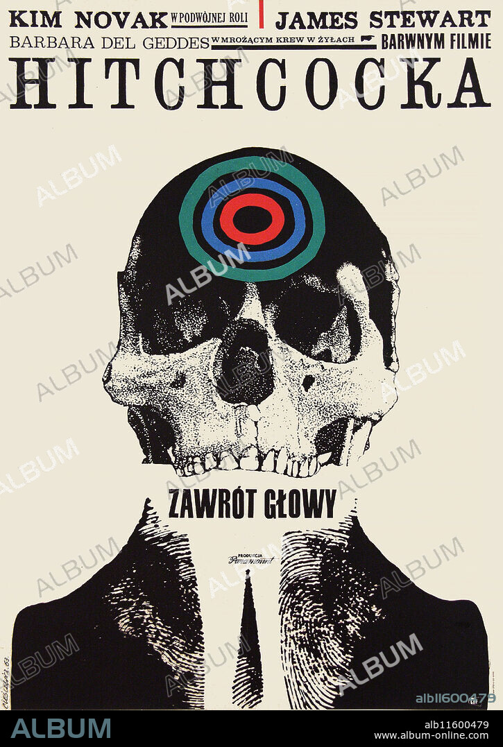 ROMAN CIESLEWICZ. Movie poster "Vertigo" by Alfred Hitchcock.