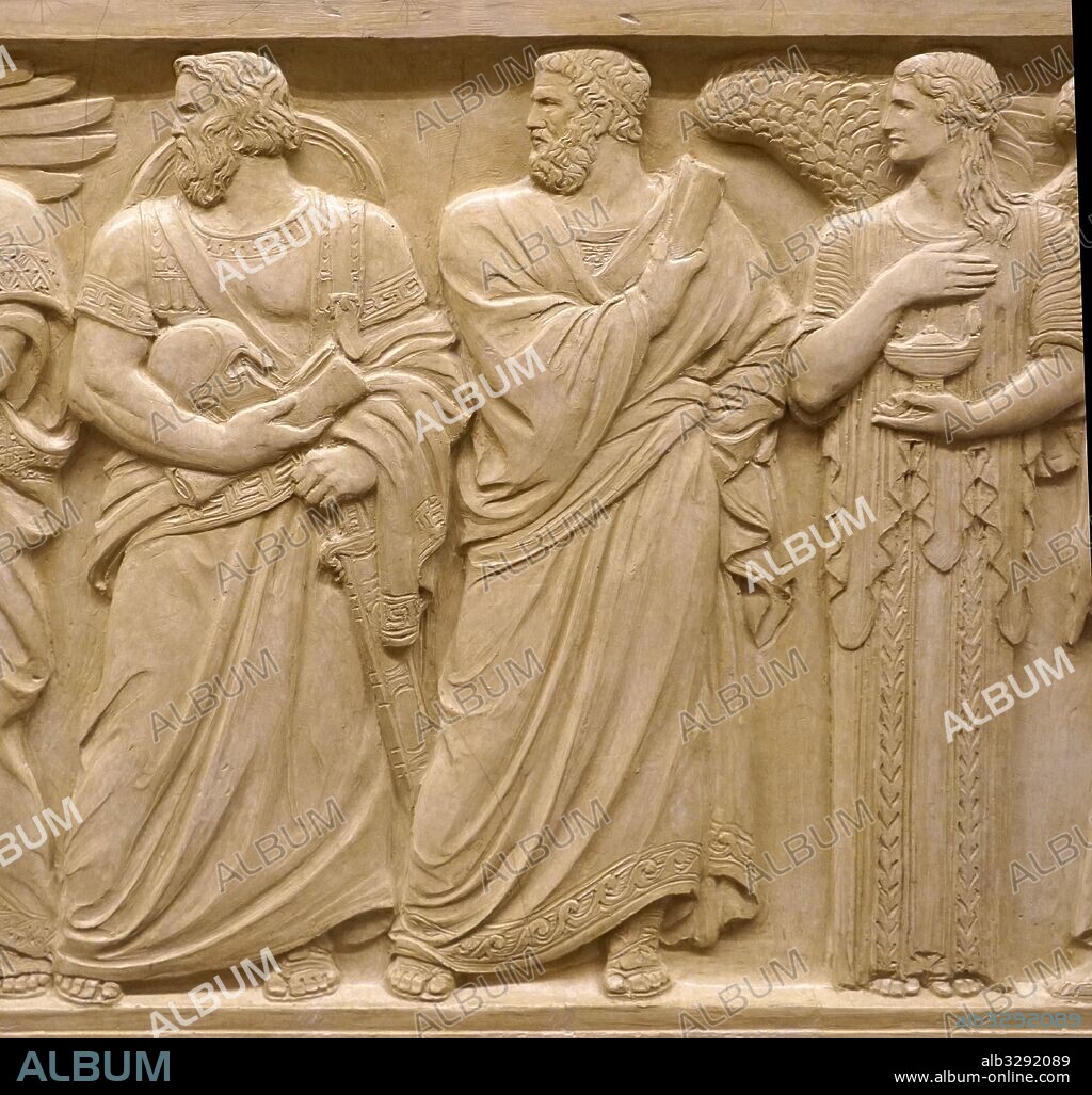 Relief depicting the figure of Lycurgus (c. 900 – 800 BC) the legendary lawgiver of Sparta. At the right of Lycurgus are Solon and a representation of the Light of Wisdom. US Supreme Court, Washington DC. USA.