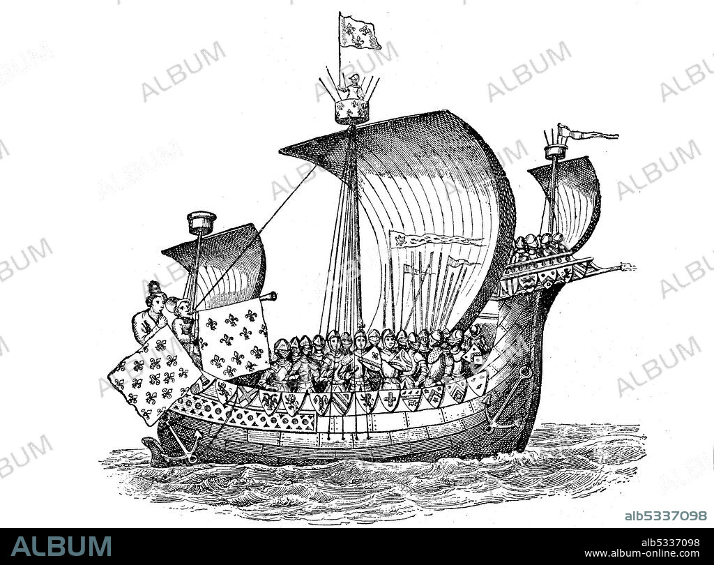 The Norman ship William the Conqueror Mora / Das Normannenschiff Wilhelm der Eroberer Mora, Historisch, historical, digital improved reproduction of an original from the 19th century / digitale Reproduktion einer Originalvorlage aus dem 19. Jahrhundert.
