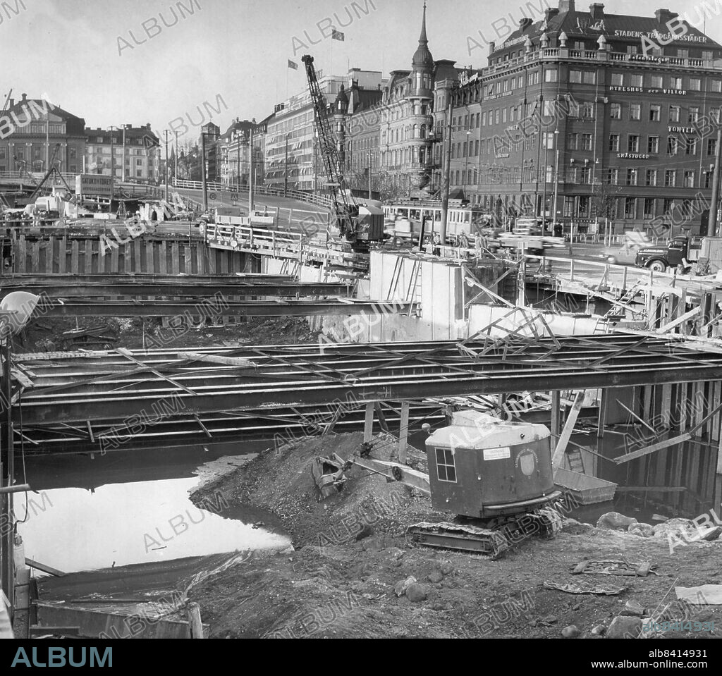 Stockholm 1956-10-18. Norra tunnelbanan under uppförande.. Foto: Arne Magnusson / DN / TT / Kod: 192. ** SvD OUT **.