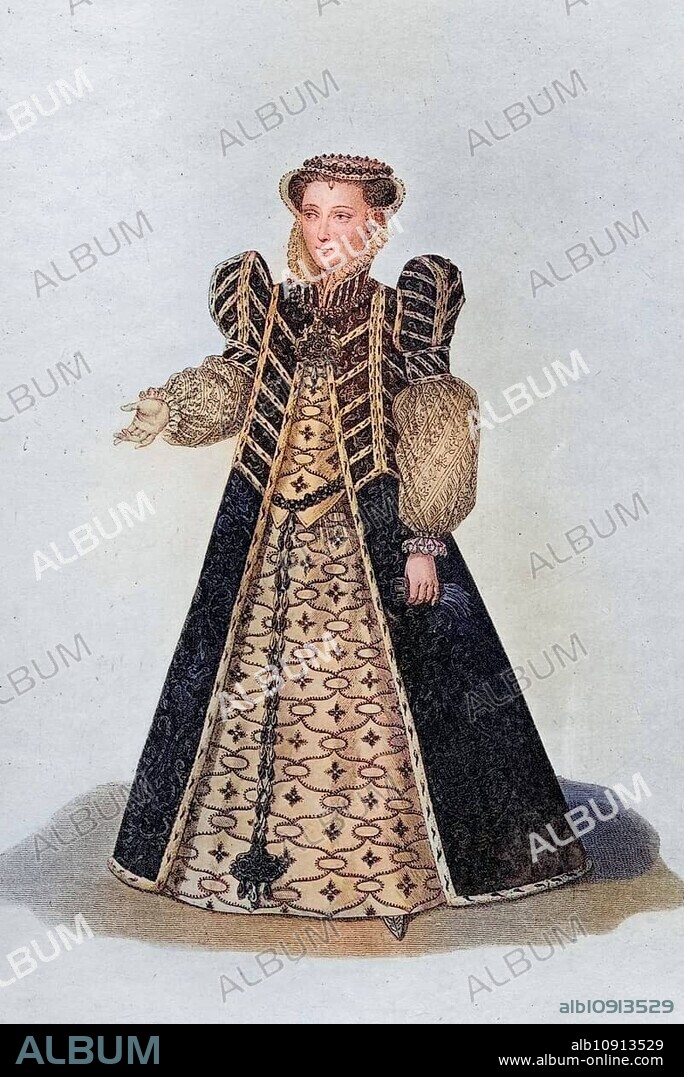 Caterina Maria Romula de' Medici, Catherine de Medicis, German Katharina von Medici, (born 13 April 1519 in Florence, died 5 January 1589 in Blois) was Princess of Urbino and sovereign Countess of Auvergne in her own right, Historical, digitally restored reproduction from a 19th century original, Record date not stated.