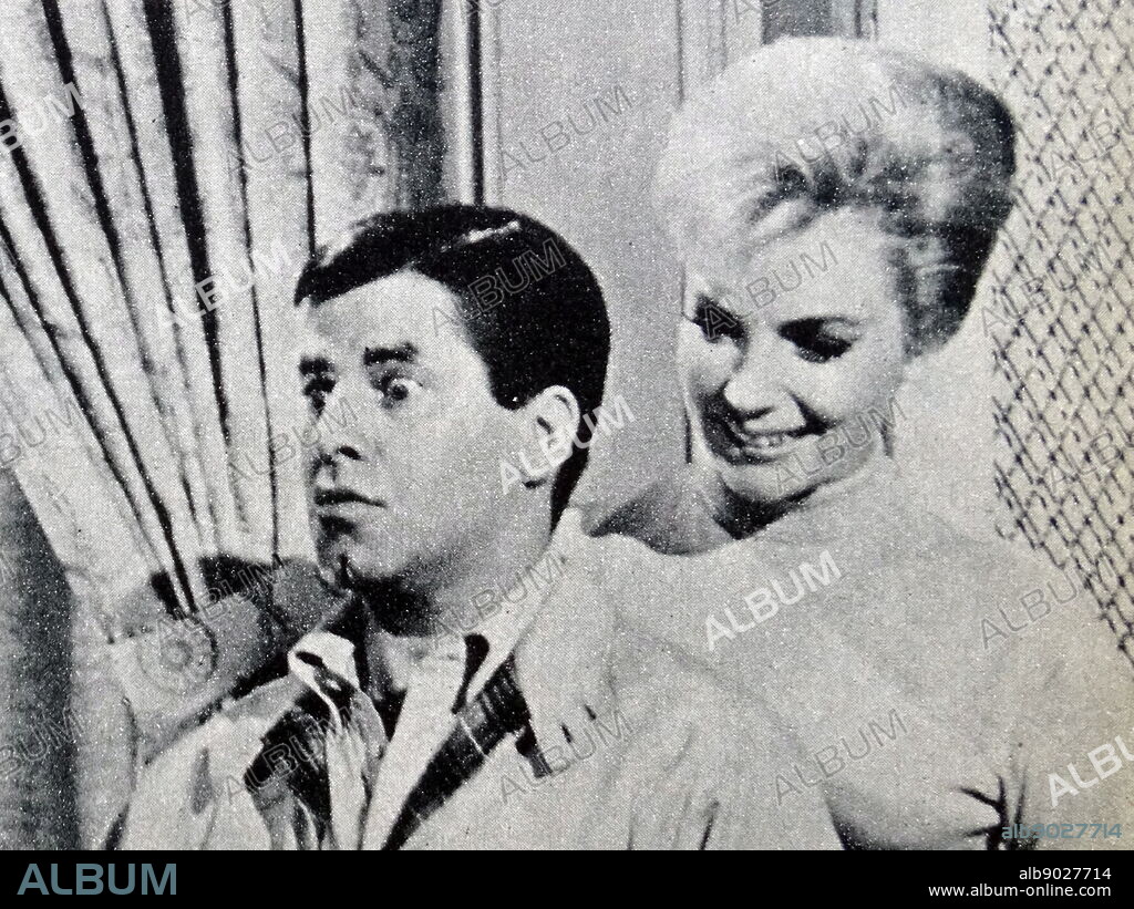 Jerry Lewis and Joan O'Brien in It's Only Money, a 1962 American comedy film. Jerry Lewis (born Joseph Levitch; March 16, 1926 - August 20, 2017) was an American comedian, filmmaker, actor, humanitarian and singer. Nicknamed "The King of Comedy", he is regarded as one of the most significant American cultural figures of the 20th century. Joan Marie O'Brien (born February 14, 1936) is an American actress and singer. She made a name for herself acting in television shows in the 1950s and 1960s and as a film co-star with Cary Grant, Elvis Presley, John Wayne, and Jerry Lewis.