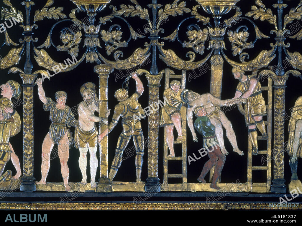 BARTOLOMÉ DE JAÉN. FLAGELACION Y DESCENDIMIENTO - DETALLE DE LA REJA PLATERESCA 1518/23.