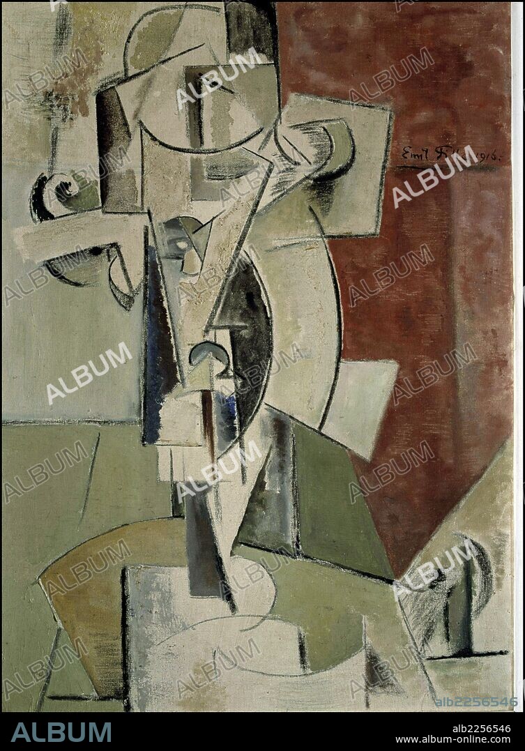 EMIL FILLA. FILLA , EMIL. PINTOR CHECO. 1882 - 1963. " CABEZA DE HOMBRE CON SOMBRERO " , AÑO 1916. GALERIA NACIONAL DE PRAGA.