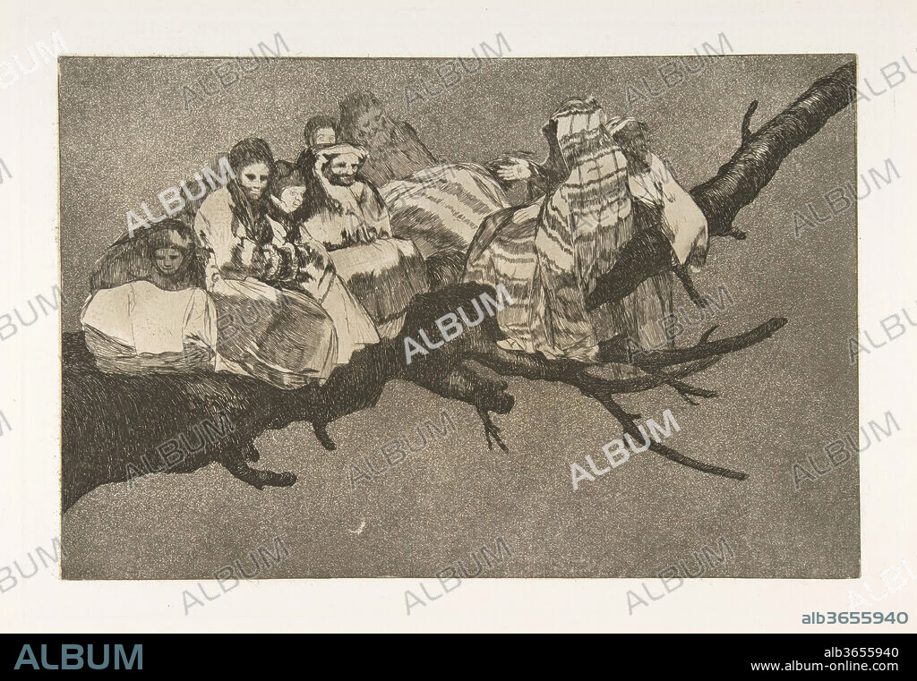 Plate 3 from the 'Disparates': Ridiculous Folly. Artist: Goya (Francisco de Goya y Lucientes) (Spanish, Fuendetodos 1746-1828 Bordeaux). Dimensions: Plate: 9 7/16 × 13 3/4 in. (24 × 35 cm)
Sheet: 13 in. × 18 11/16 in. (33 × 47.5 cm). Series/Portfolio: Los Disparates (Los Proverbios). Date: ca. 1816-23 (published 1864).
From the posthumous first edition published by the Academia de San Fernando in Madrid in 1864 under the title 'Los Proverbios'.