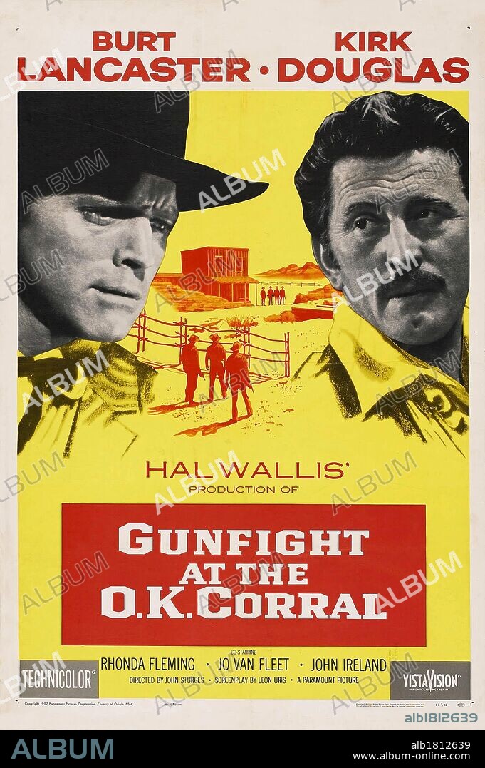 Poster de DUELO DE TITANES, 1957 (GUNFIGHT AT THE O. K. CORRAL), dirigida por JOHN STURGES. Copyright PARAMOUNT PICTURES.