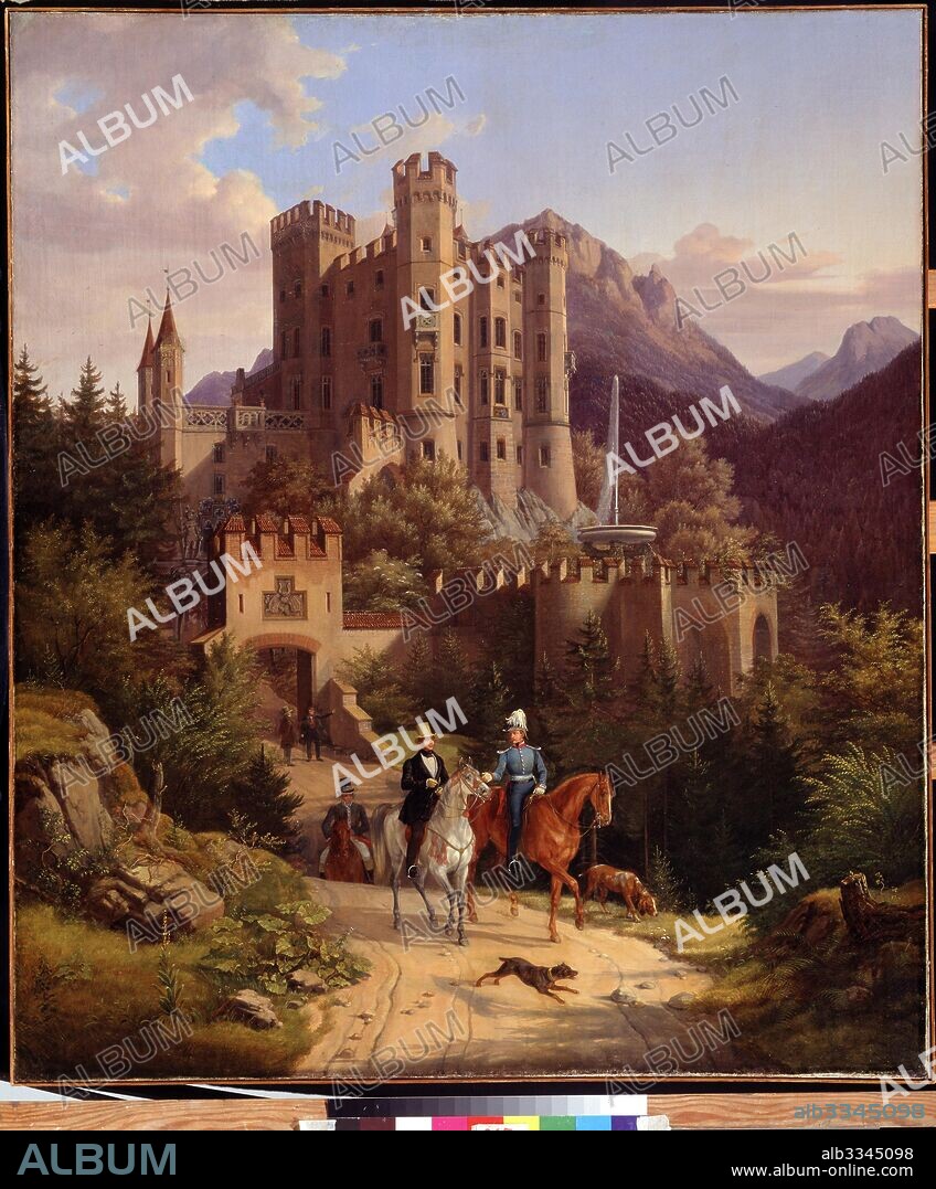 LORENZO QUAGLIO II. The Crown Prince Maximilian riding in Hohenschwangau. -  Album alb3345098