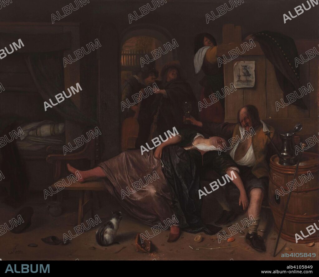 JAN HAVICKSZ. STEEN. The Drunken Couple. Dating: c. 1655 - c. 1665. Measurements: h 52.5 cm × w 64 cm.