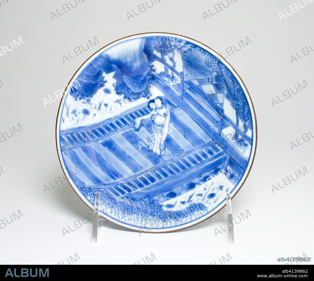 Bowl with Scene from Romance of the Western Chamber. China. Date: 1655-1665. Dimensions: H. 3.7 cm (1 7/16 in.); diam. 14.6 cm (5 3/4 in.). Porcelain painted in underglaze blue. Origin: China.