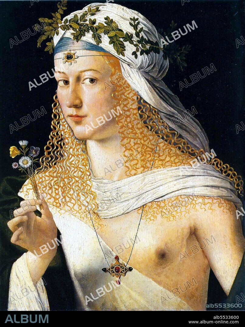 Thought to be a portrait of Lucrezia Borgia (1480–1519), the daughter of Pope Alexander VI and Vannozza dei Cattanei.