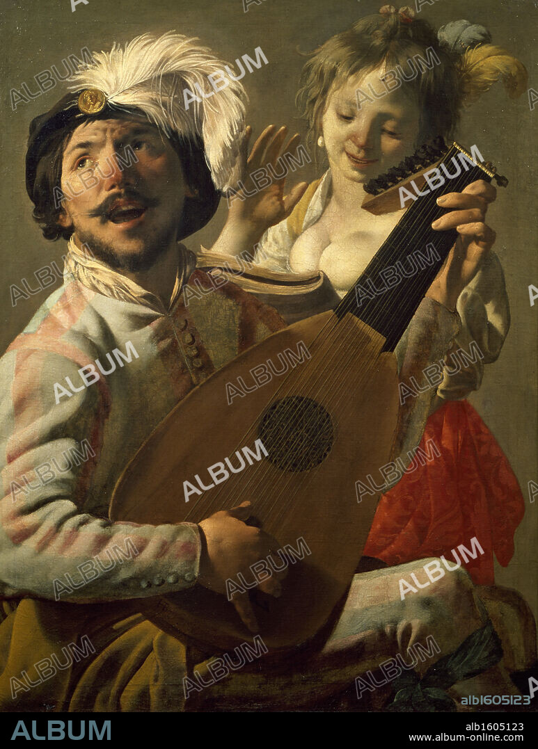 The Duet by Hendrick ter Brugghen, oil on canvas, 1628, (1588-1629), France, Paris, Musee du Louvre.