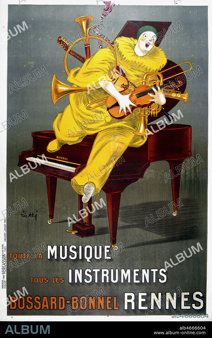 Affiche publicitaire de LOTTI 'Toute la musique, tous les instruments Bossard-Bonnel a Rennes' (109x160cm), 1925. Credit : Coll. Galdoc/KHARBINE-TAPABOR.