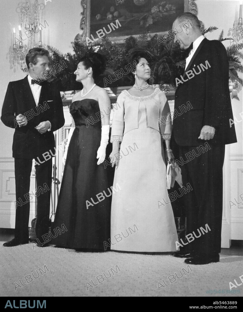 President and Mrs. Lyndon B. Johnson entertained Princess Margaret of England and her husband, Lord Snowdon, at the White House. Washington, DC, November 17, 1965. USIA photo/.