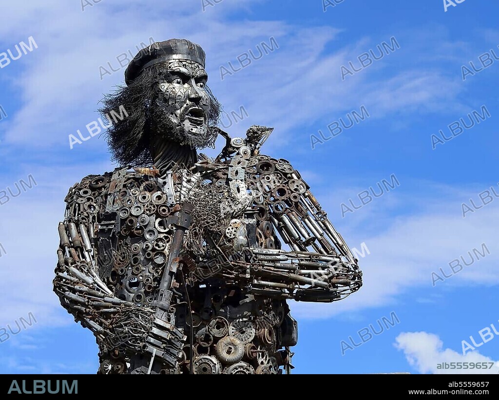 Ernesto Che Guevara as a statue made of engine parts, El Alto, La Paz Department, Bolivia, South America.
