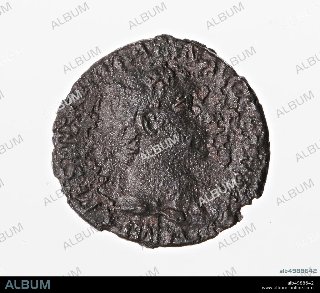 Vz: laureate principal, IMP CAES NERVA TRAIAN AUG GERM PM, Kz: undefined, coin, ash, Trajan, metal, copper, Diam. 26 mm, wt. 8.35 gr, Rome 98-102, the Netherlands, Utrecht, Bunnik, Vechten.
