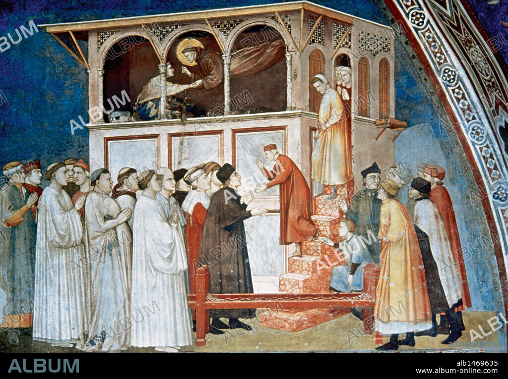 ARTE GOTICO. ITALIA. GIOTTO DI BONDONE (1267? -1337). Pintor y arquitecto italiano. "SAN FRANCISCO RESUCITA A UN NIÑO" (1296). S. XIII. Ciclo sobre la vida de San Francisco de Asís. Iglesia de San Francisco. Asís.