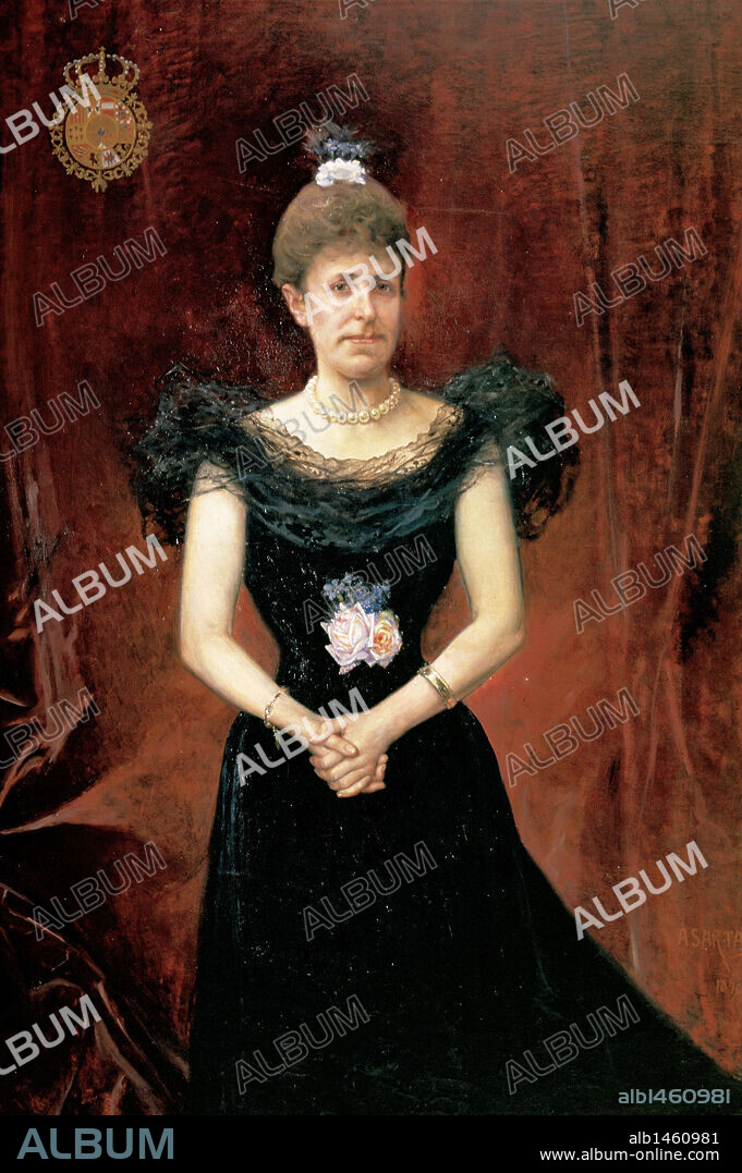 MARIA CRISTINA DE HABSBURGO-LORENA (1858-1929) Reina de España (1879-1885) y Regente (1885-1902). Esposa de Alfonso XII. Oleo de Inocencio García Asarta. Pamplona. Navarra. España.