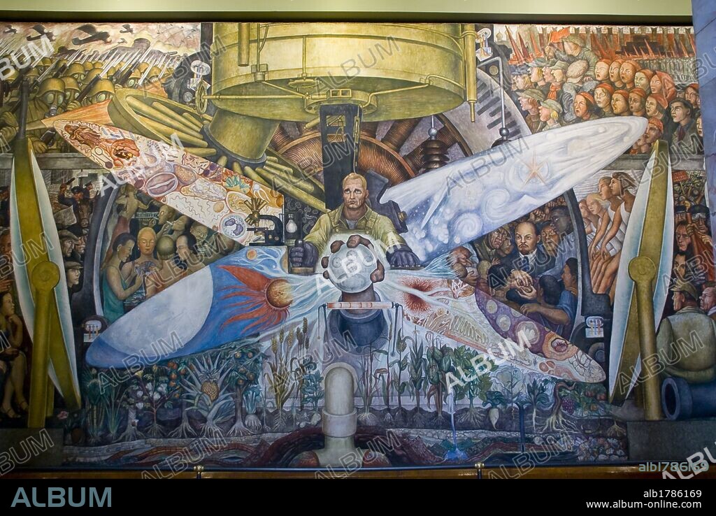 Palace of Bellas Artes(Palace of Fine Arts) 1904-1934. Mural of Diego Rivera.Mexico city.